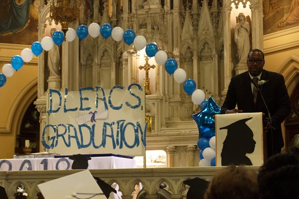 Graduation commencement speaker Jerry Walker addresses the graduates.